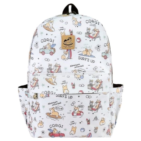 Uma Hana Handbags - Waterproof Corgi Large Backpack for School Travel